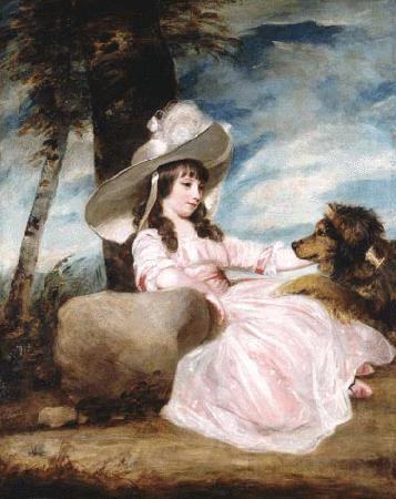 Sir Joshua Reynolds Portrait of Miss Anna Ward with Her Dog Spain oil painting art